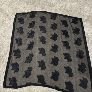 Black Sheer Scarf with Floral Pattern